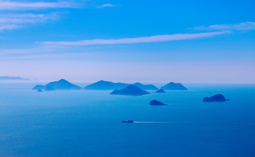 Layered islands of Dadohae Marine National Park seen from Cheongsando