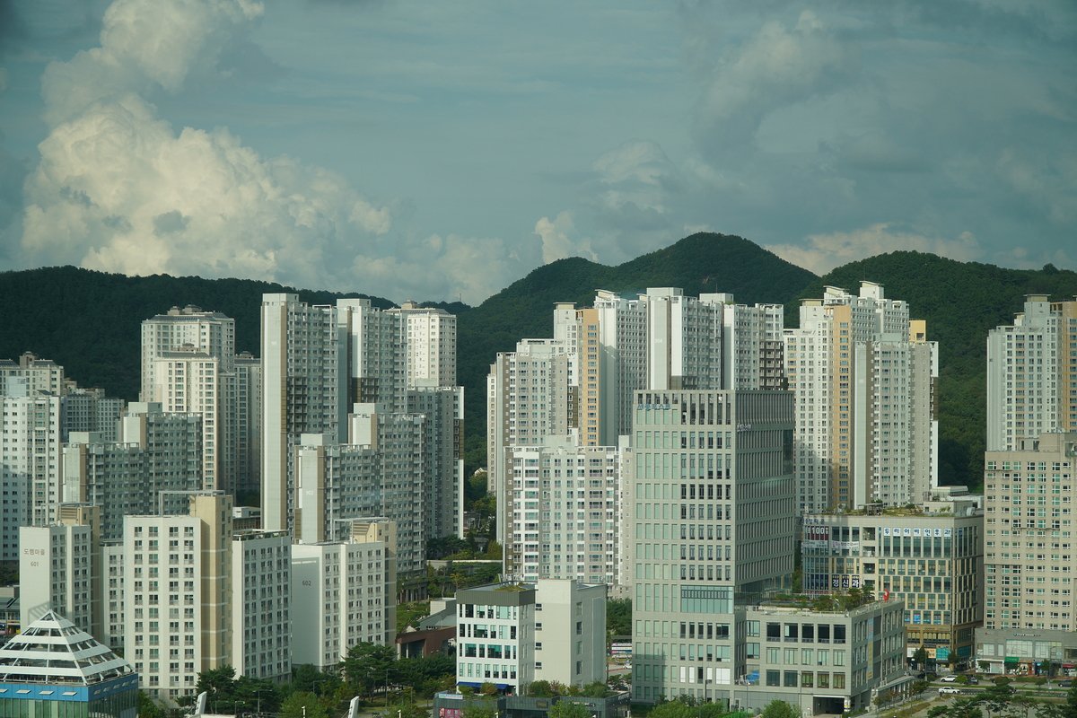 Modern apartment buildings and cityscape in Sejong